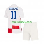 Camisolas de futebol Croácia Marcelo Brozovic 11 Criança Equipamento Principal Euro 2024 Manga Curta